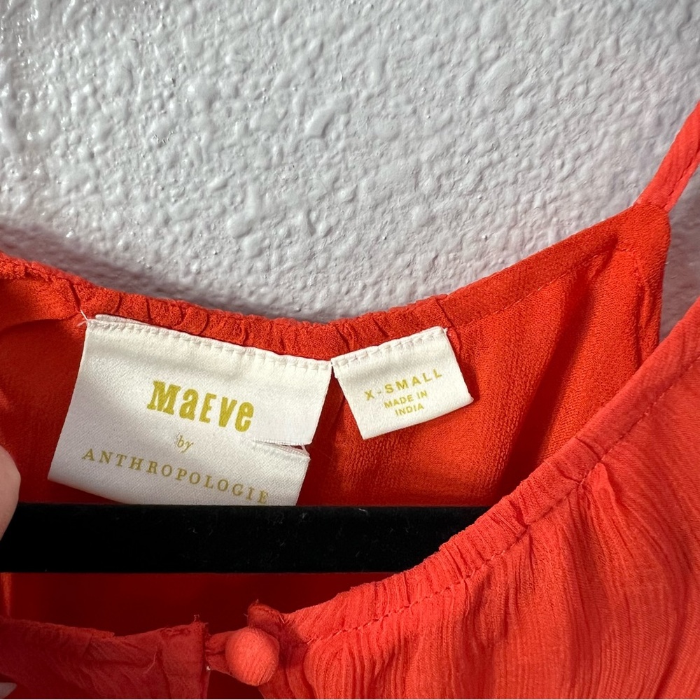 Anthropologie Maeve Zelda Open Shoulder Orange Blouse XSmall - Picture 6 of 9